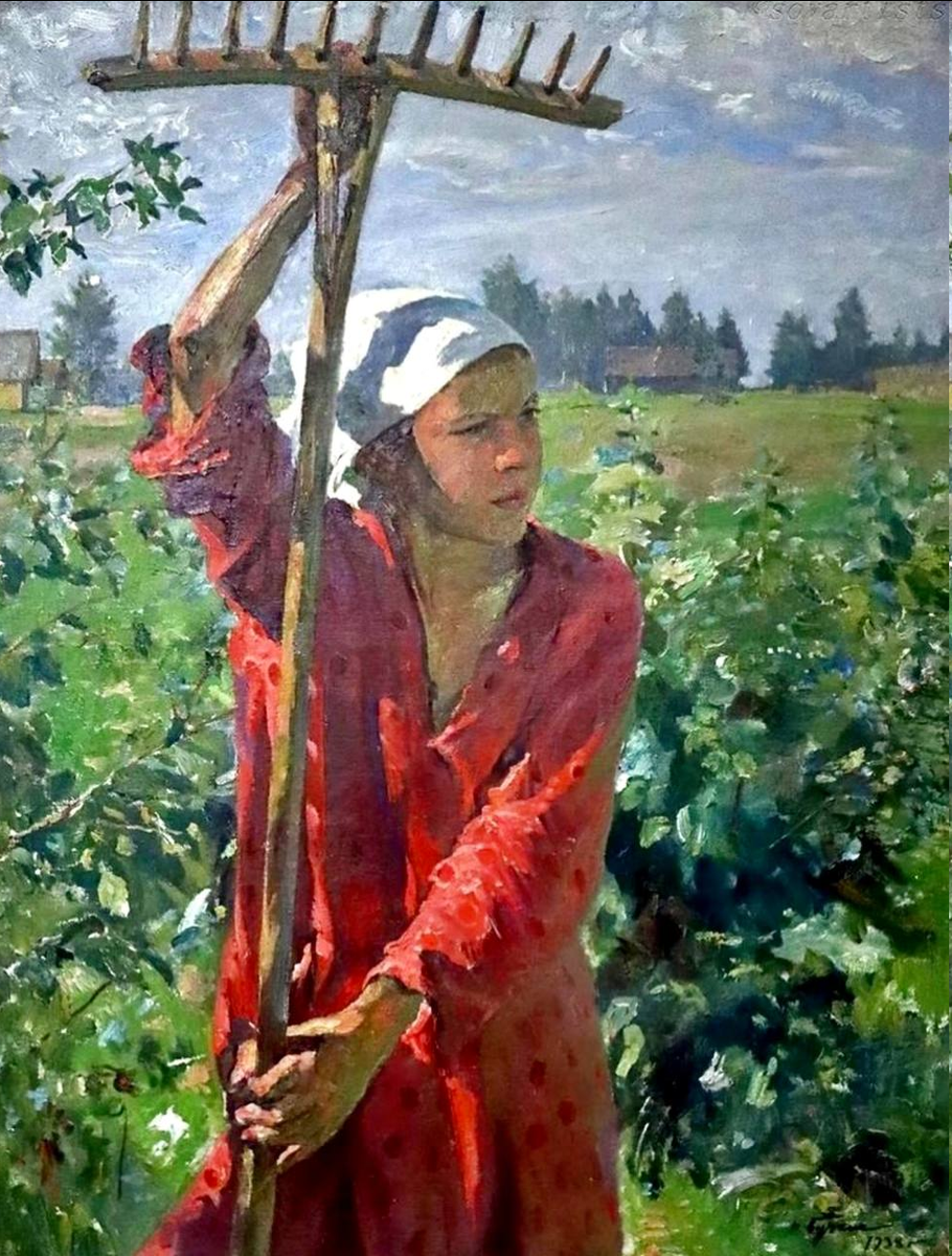 Пётр Бучкин. «Портрет девушки с граблями». 1938