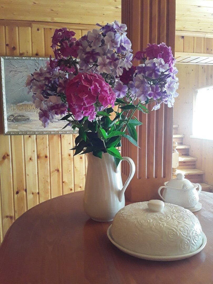 Лестница поднимается из кухни, в кадре - те самые ступени у окна, где я люблю сидеть, глядя на сад в непогоду