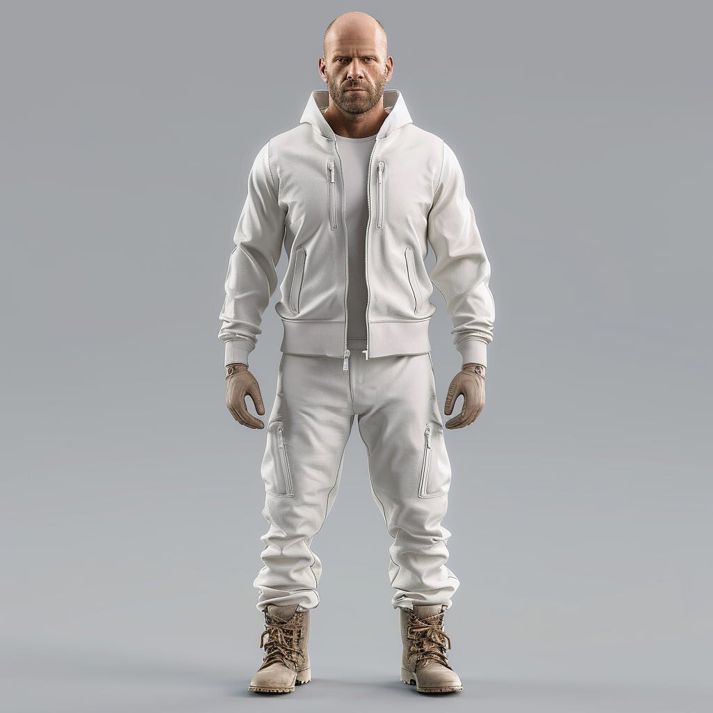 Так же модель Джейсона Стейтема сгенерированная в Midjourney v6