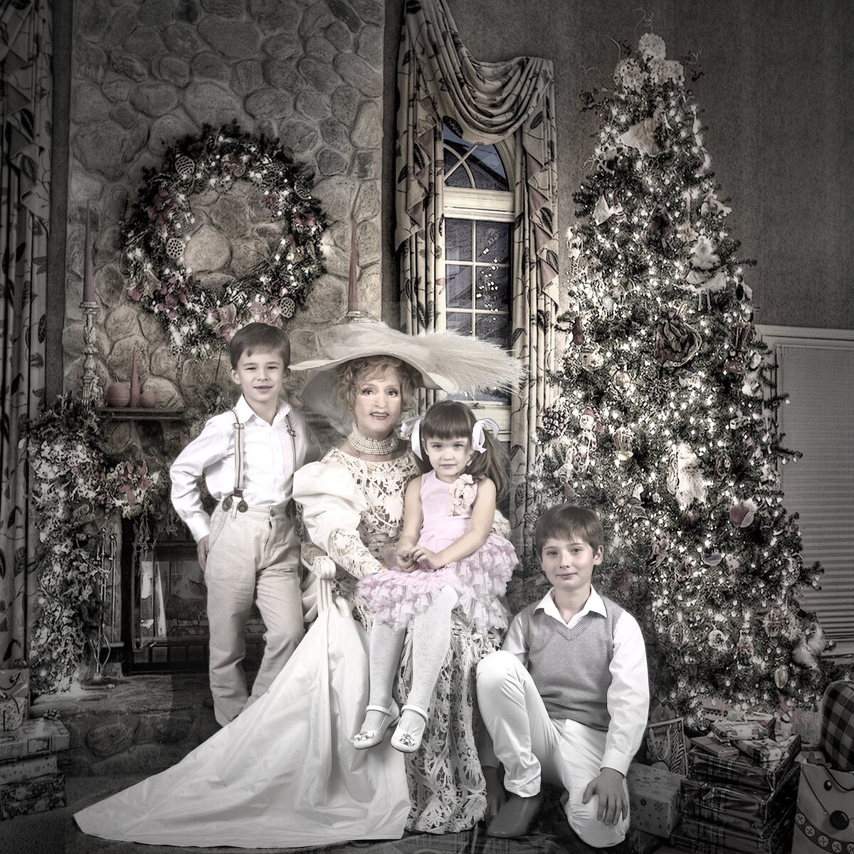 Ю. Борисова со своими внуками в спектакле «Возьмите зонт, мадам Готье!»