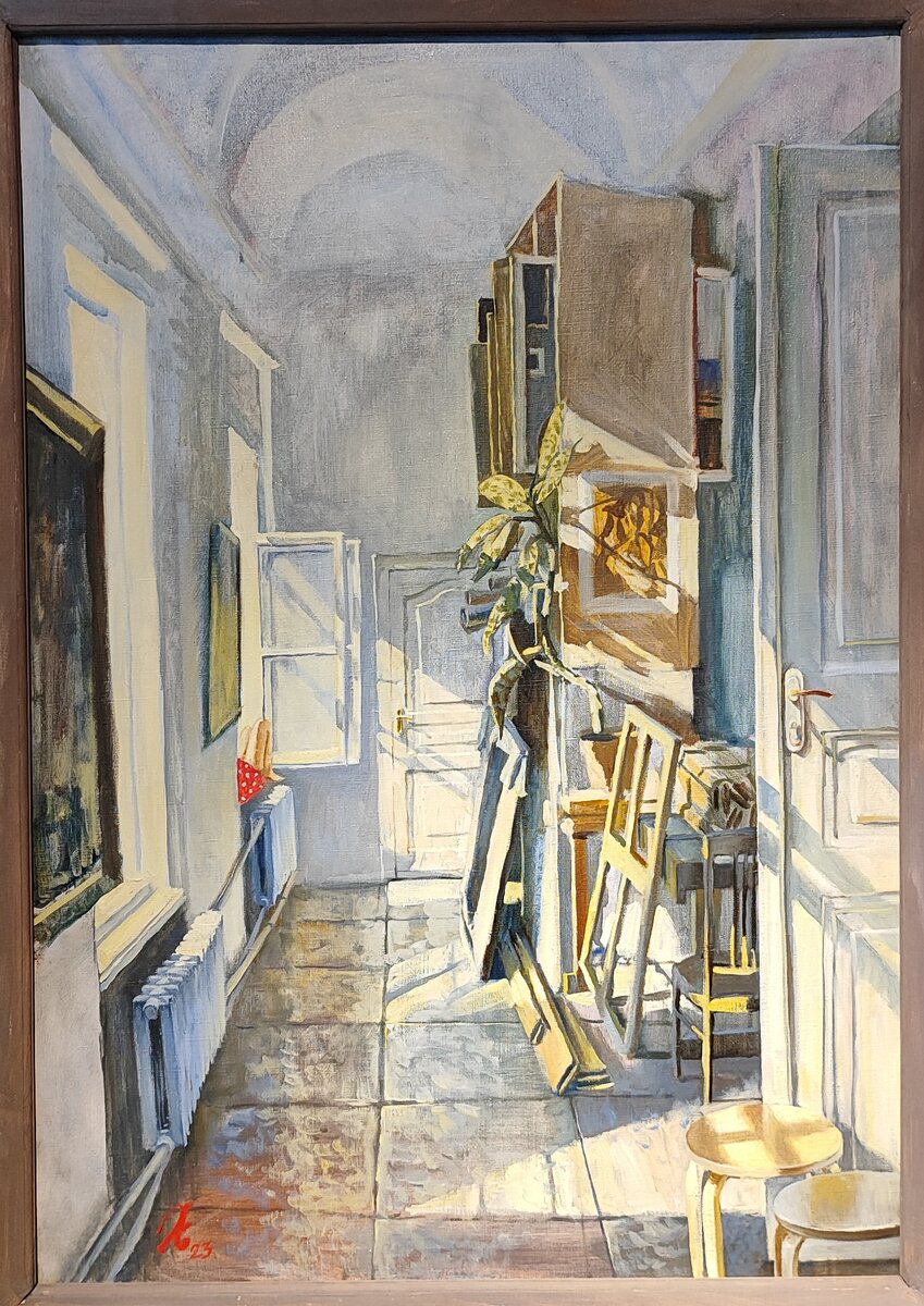 Евгений Хлюнев "Солнце. В творческоймастерской", холст/масло, 2023 г.