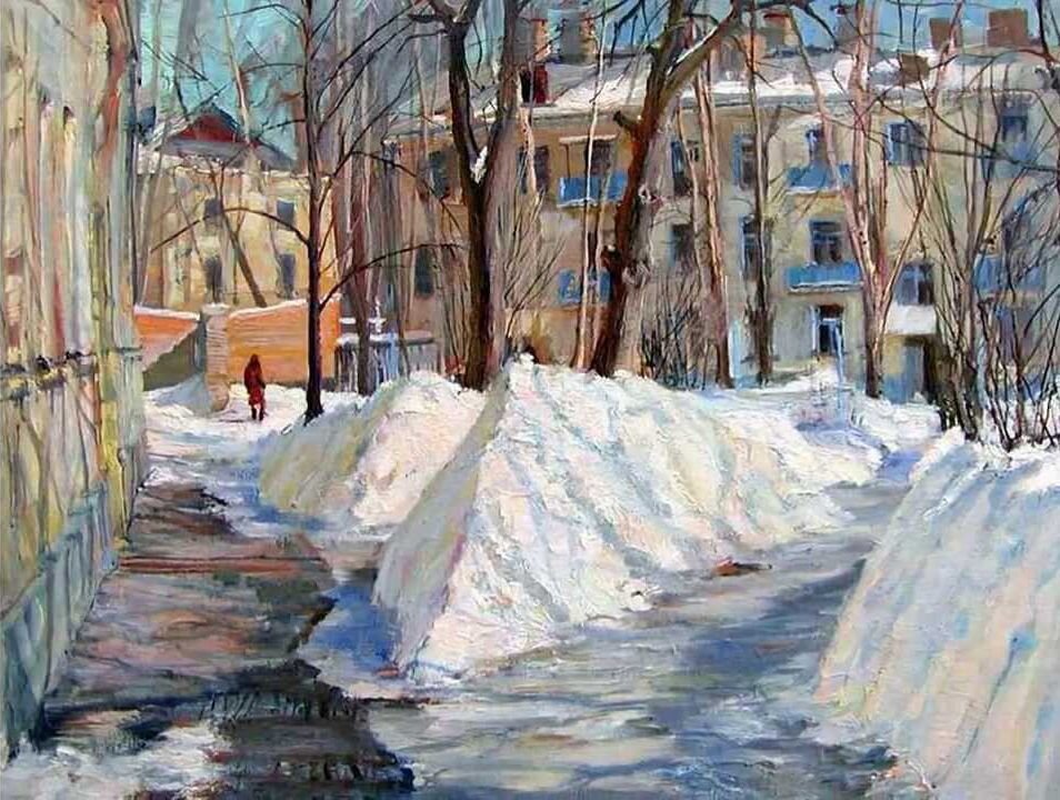 Лукьянов В. Е. Мартовские сугробы. Изображение из открытых источников.