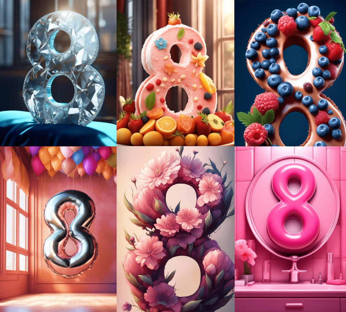 Изображения сгенерированные для поздравления к 8 марта нейросетью Kandinsky 3.0  