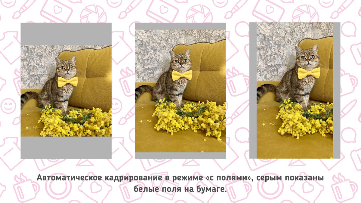 Режим автоматического печати с полями.