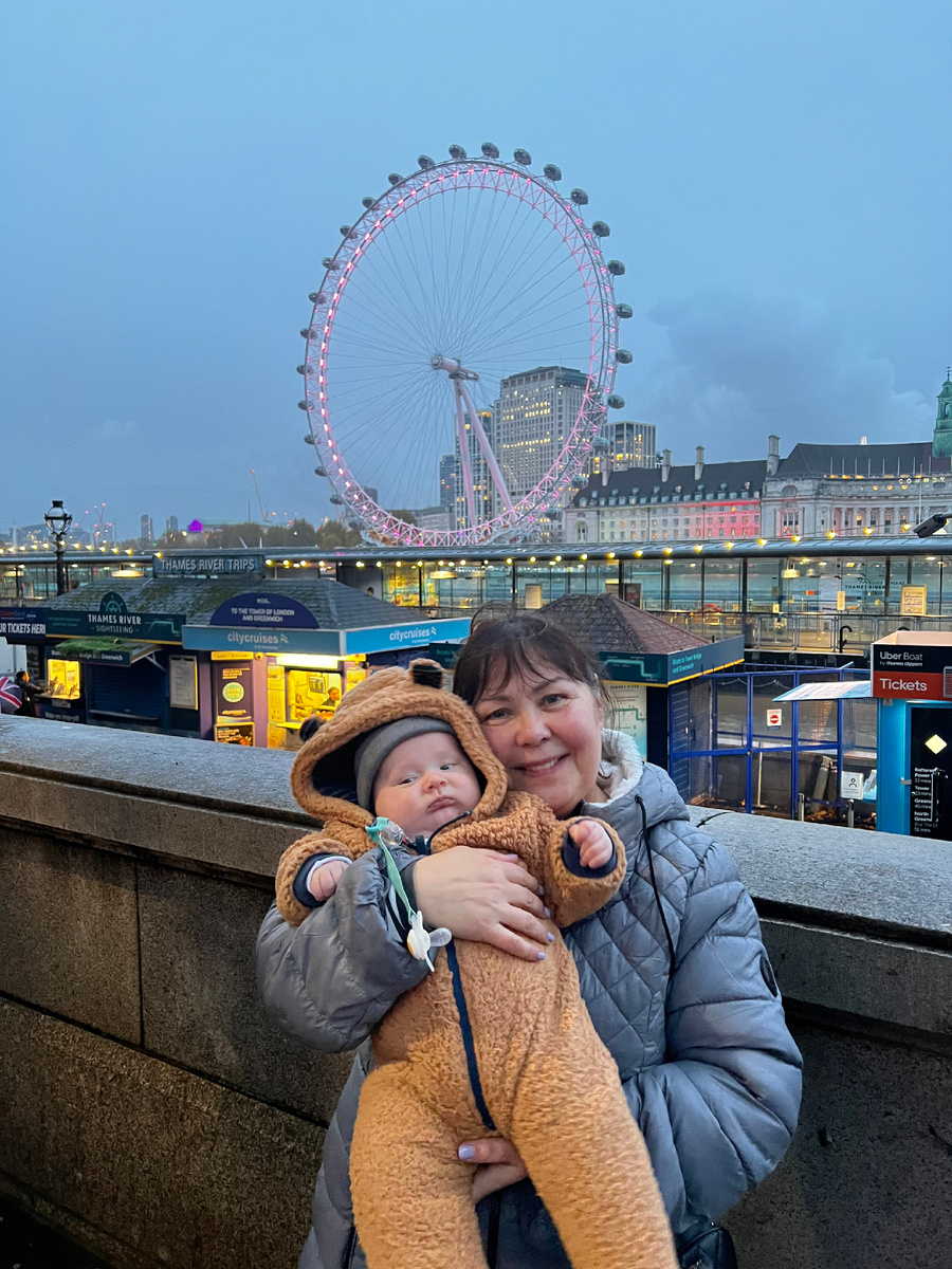 Это мы с внуком на фоне Лондонского глаза