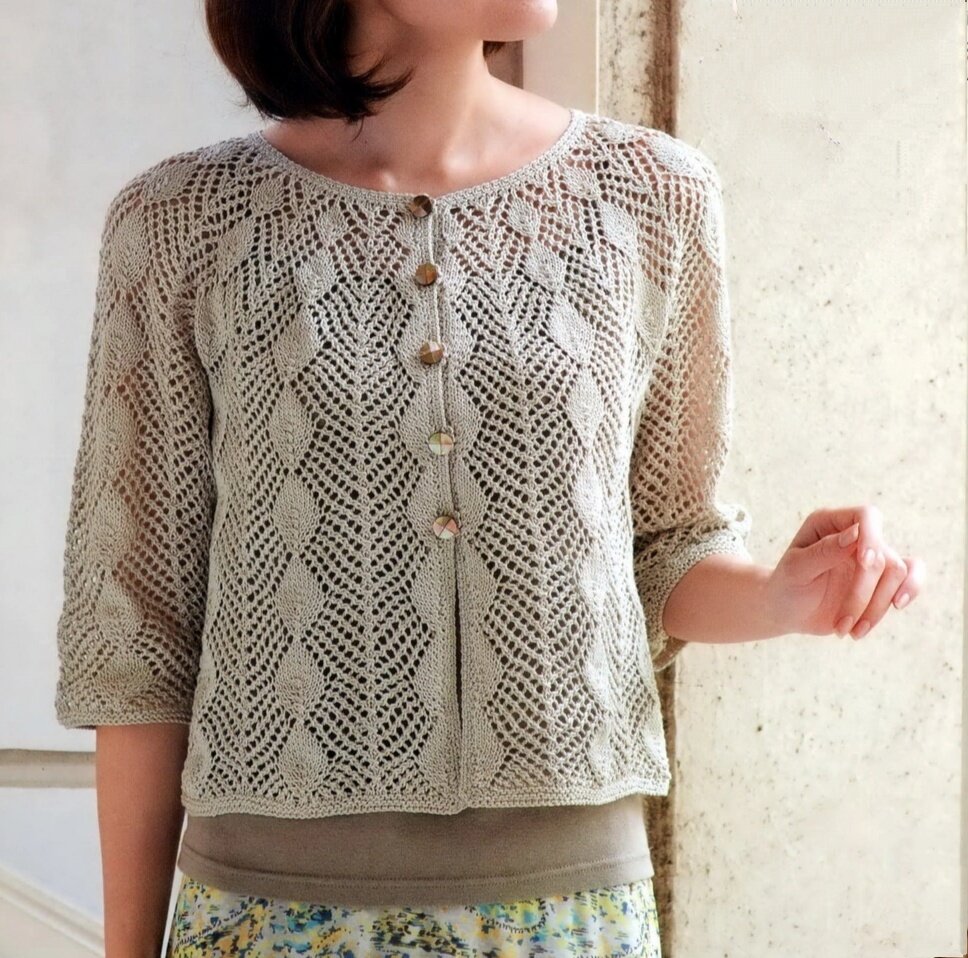 Кофточка спицами сверху вниз 