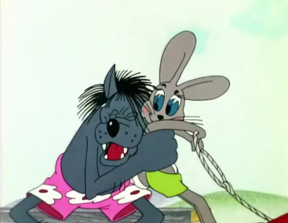 Заец ничуть не удивлён и не испуган. 