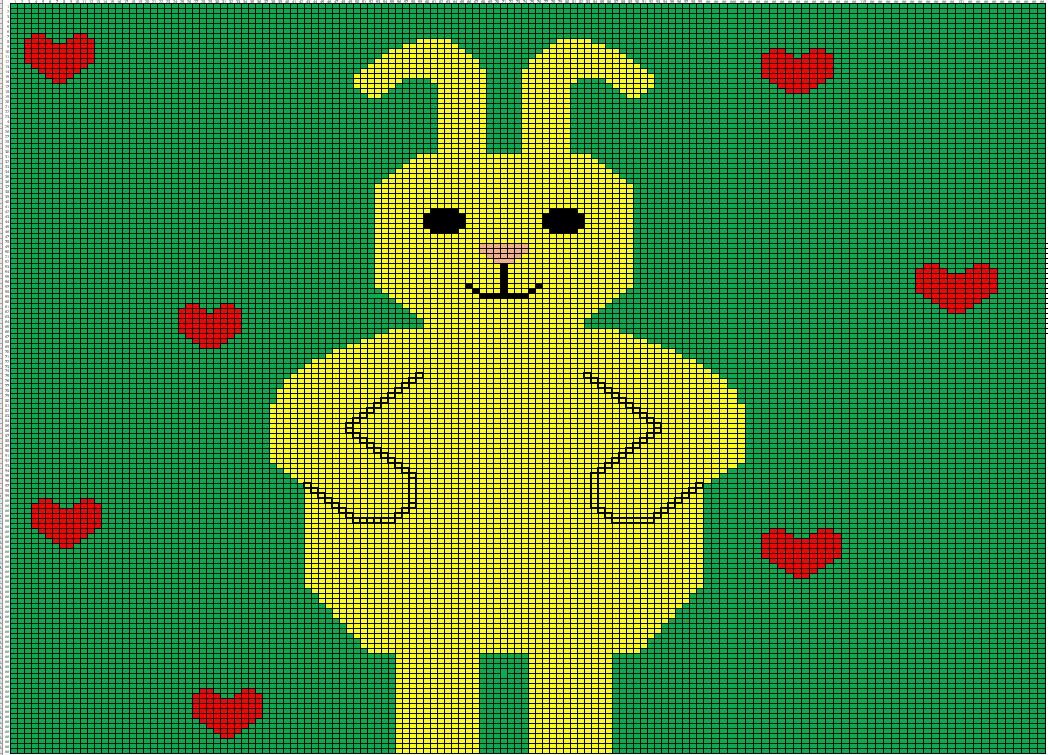 Схема зайка для никидки на стул. 151 на 142 клеточки