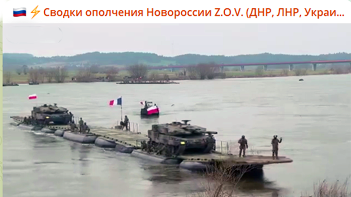    Силы НАТО отрабатывают форсирование реки, готовясь к нападению на Россию. Скрин ТГ-канала "Сводки ополчения Новороссии"