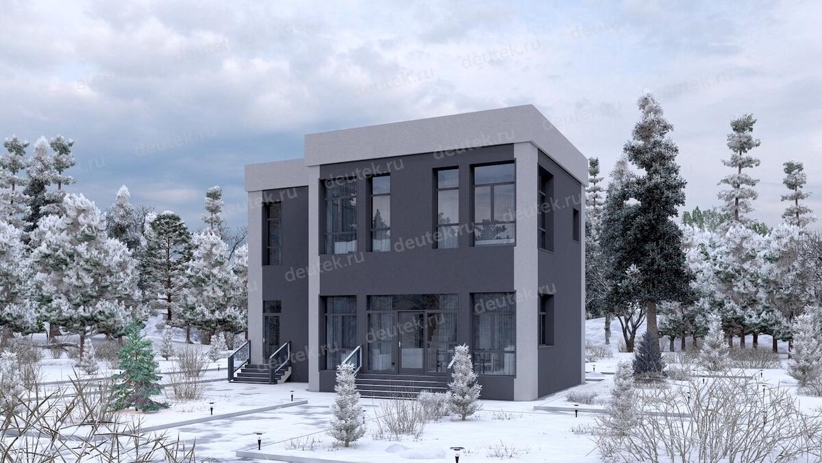 Проект двухэтажного дома 139 м2 в стиле ХАЙ-ТЕК - DTE-201