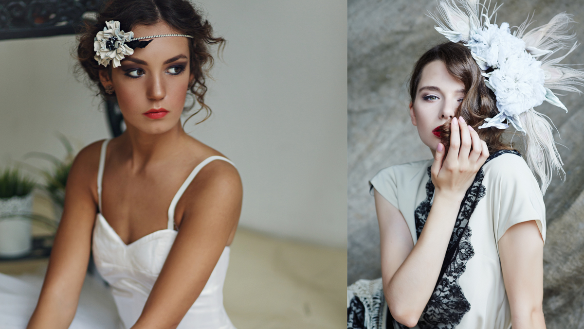 Цветы из кожи шелка перьев - дизайнер Полина Кузнецова