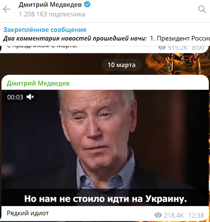    Скриншот: Дмитрий Медведев/Telegram