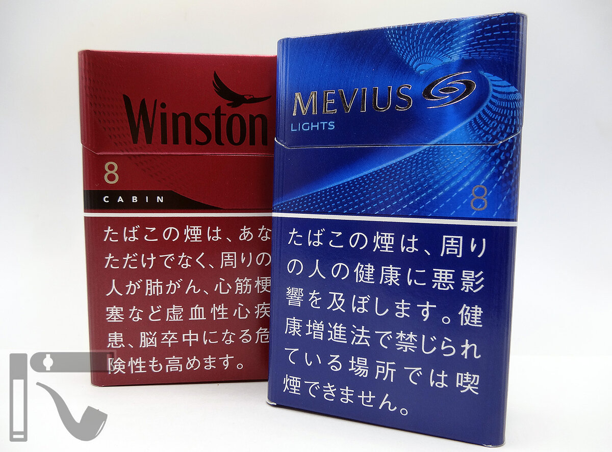 Сигареты Mevius 8 и Winston 8. Фото: © канал "Уголок Курильщика"