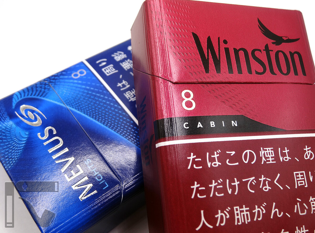 Сигареты Mevius 8 и Winston 8. Фото: © канал "Уголок Курильщика"