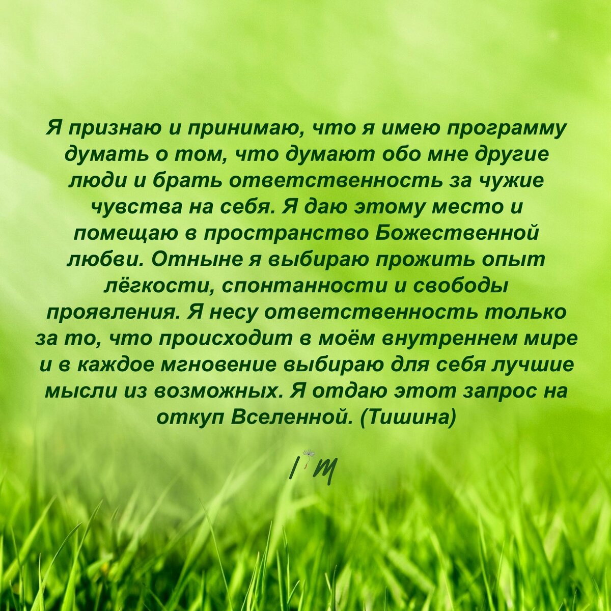 Если актуально, зачитывай мой авторский настрой.
Слово «тишина» в конце - напоминание о желательности остановки внутреннего диалога хоть на несколько секунд.