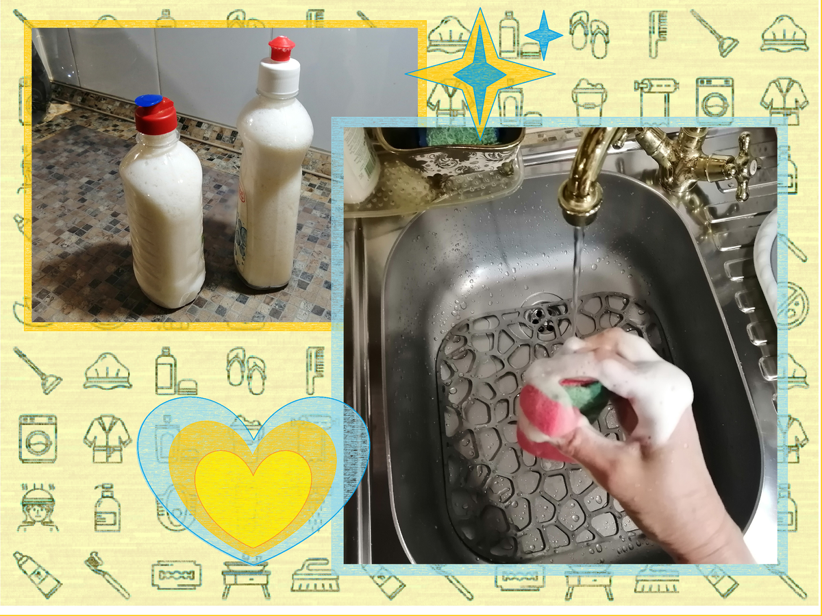 Моющее средство для посуды в двух представленных рецептах хорошо пенится, смывает загрязнения, жир и дезинфицирует посуду. 