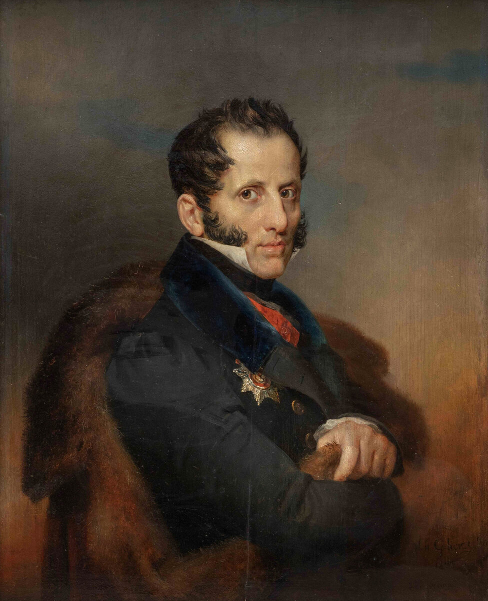 Портрет ученого археолога, музейного деятеля, министра просвещения графа Сергея Семеновича Уварова (1786 — 1855). Голике В. А. (Golicke Wilhelm August). Рим, 1833 г.