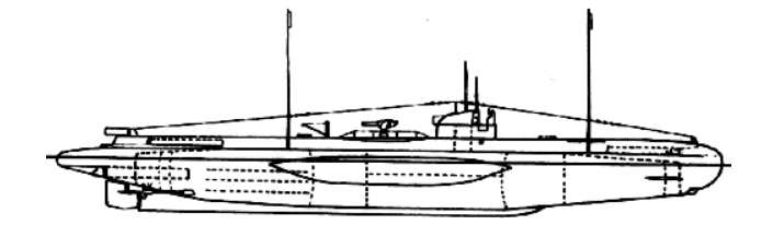 Схема внешнего вида подводной лодки данного типа