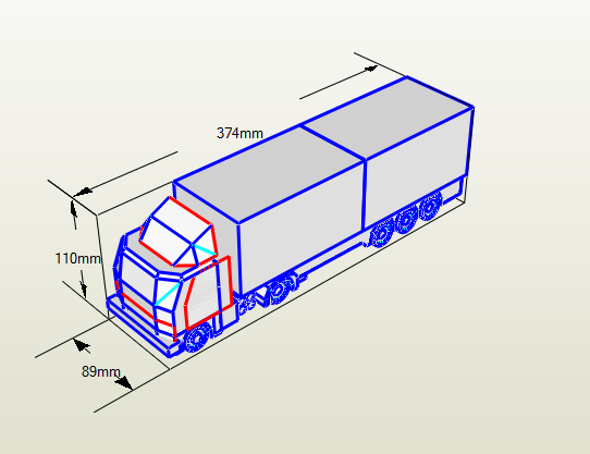 Модель Тягача с полуприцепом в Pepakura Designer 5