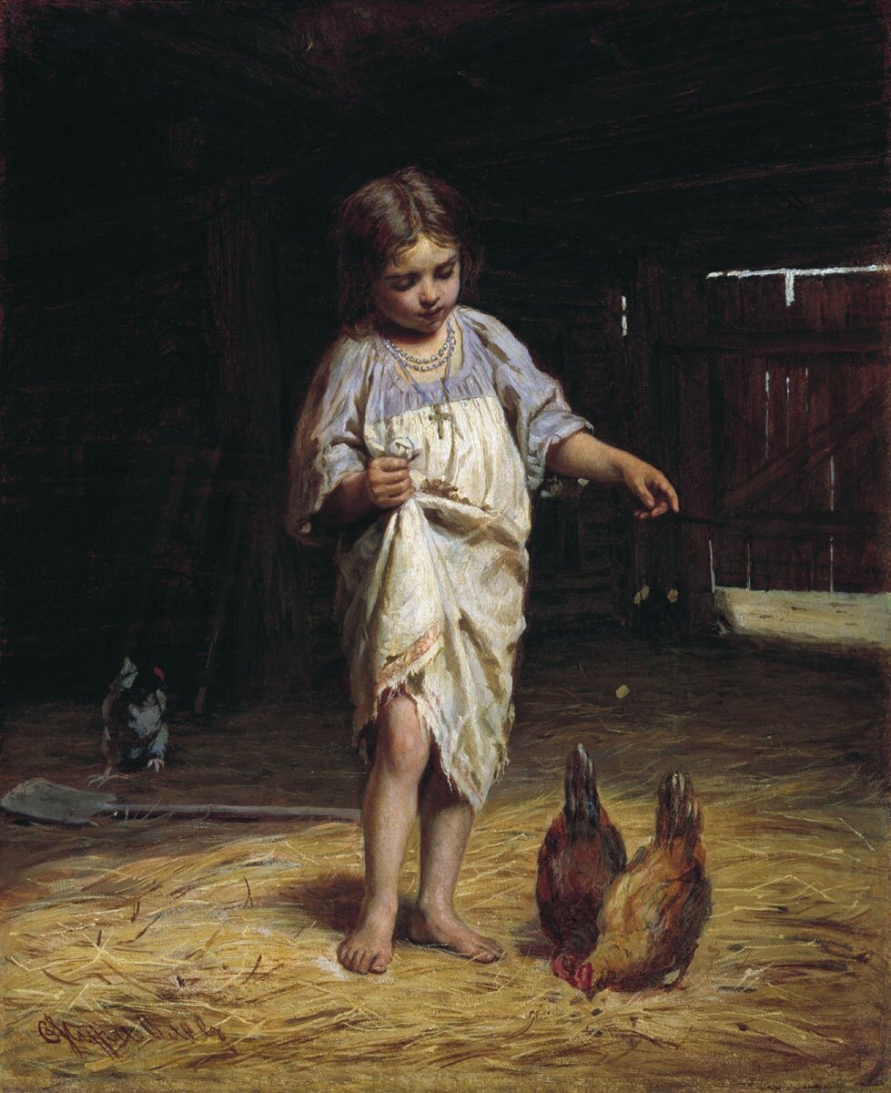 Ф.С.Журавлев: Девочка с курами, 1874