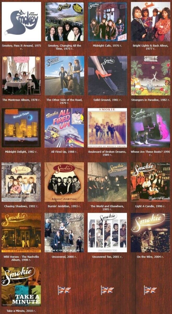 Все студийные альбомы группы Smokie с 1975 по 2010 гг, всего 21 штука