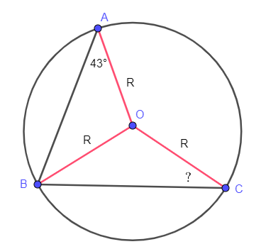 ОА = ОВ = ОС как радиусы окружности