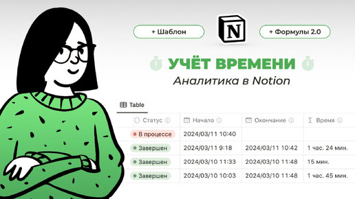 Notion статистика. Учет времени в Ноушен. Формулы Notion 2.0 + ШАБЛОН