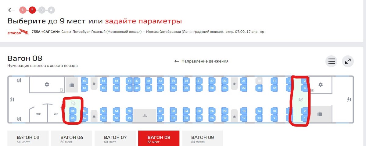 Так выглядят схема вагона, отдельно выделяются места, где можно ехать с небольшими животными