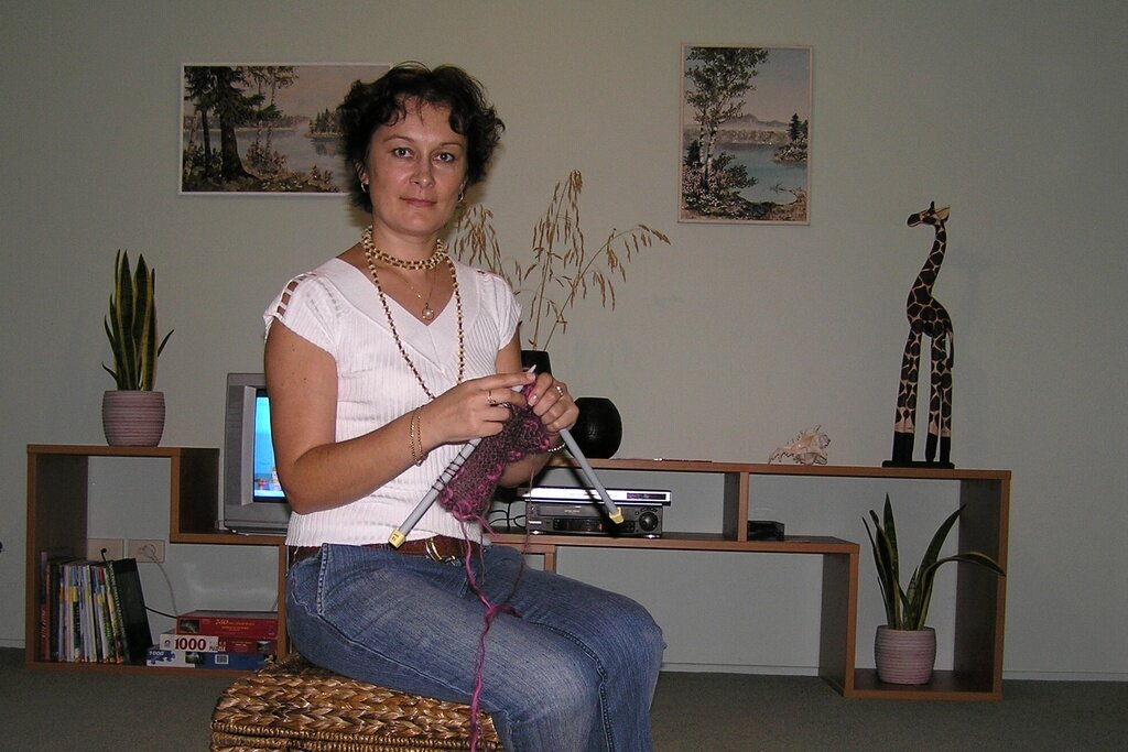 2006-й год. Гостиная ещё слегка зелёненькая, 😁 а мне в то время было всего 40 лет! Фото из домашнего архива.