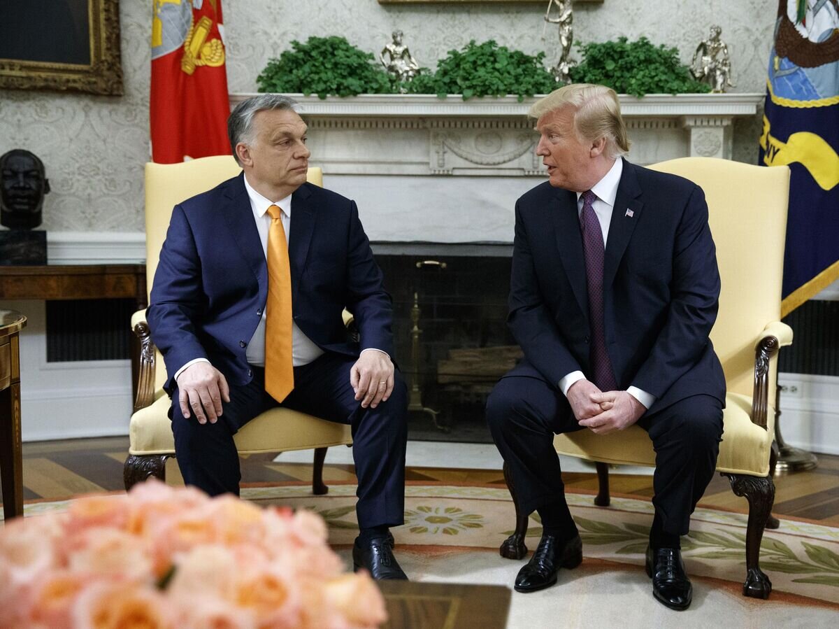 Премьер-министр Венгрии Виктор Орбан и Дональд Трамп© AP Photo / Evan Vucci