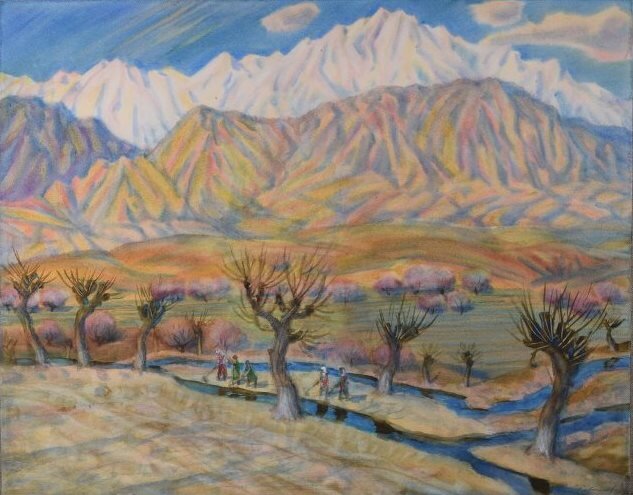 Травников Герман Алексеевич (1937) Весна в долине. 1985. Бумага, акварель