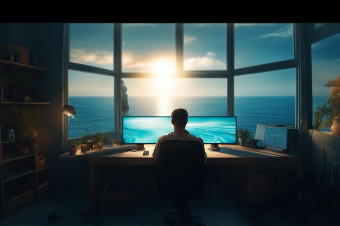 Стример ведёт стрим в собственном доме у моря