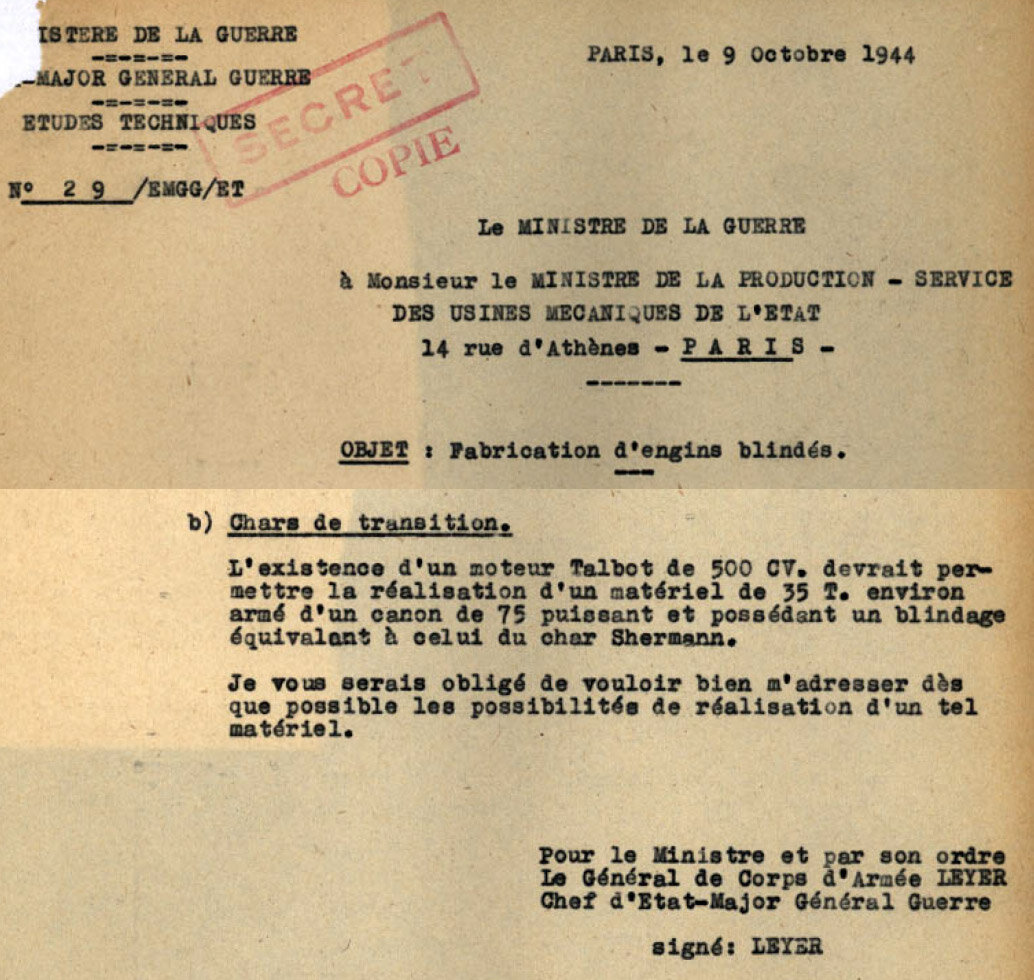 Впервые новый танк появился в требованиях от 9 октября 1944 года.