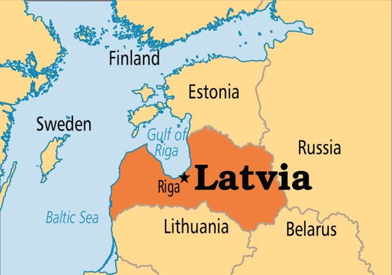 Иллюстративное изображение: карта Латвии.