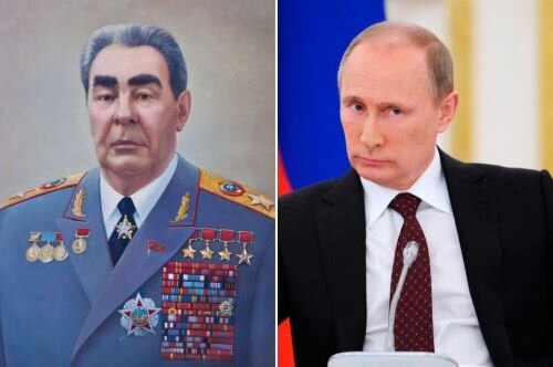 Леонид Брежнев и Владимир Путин