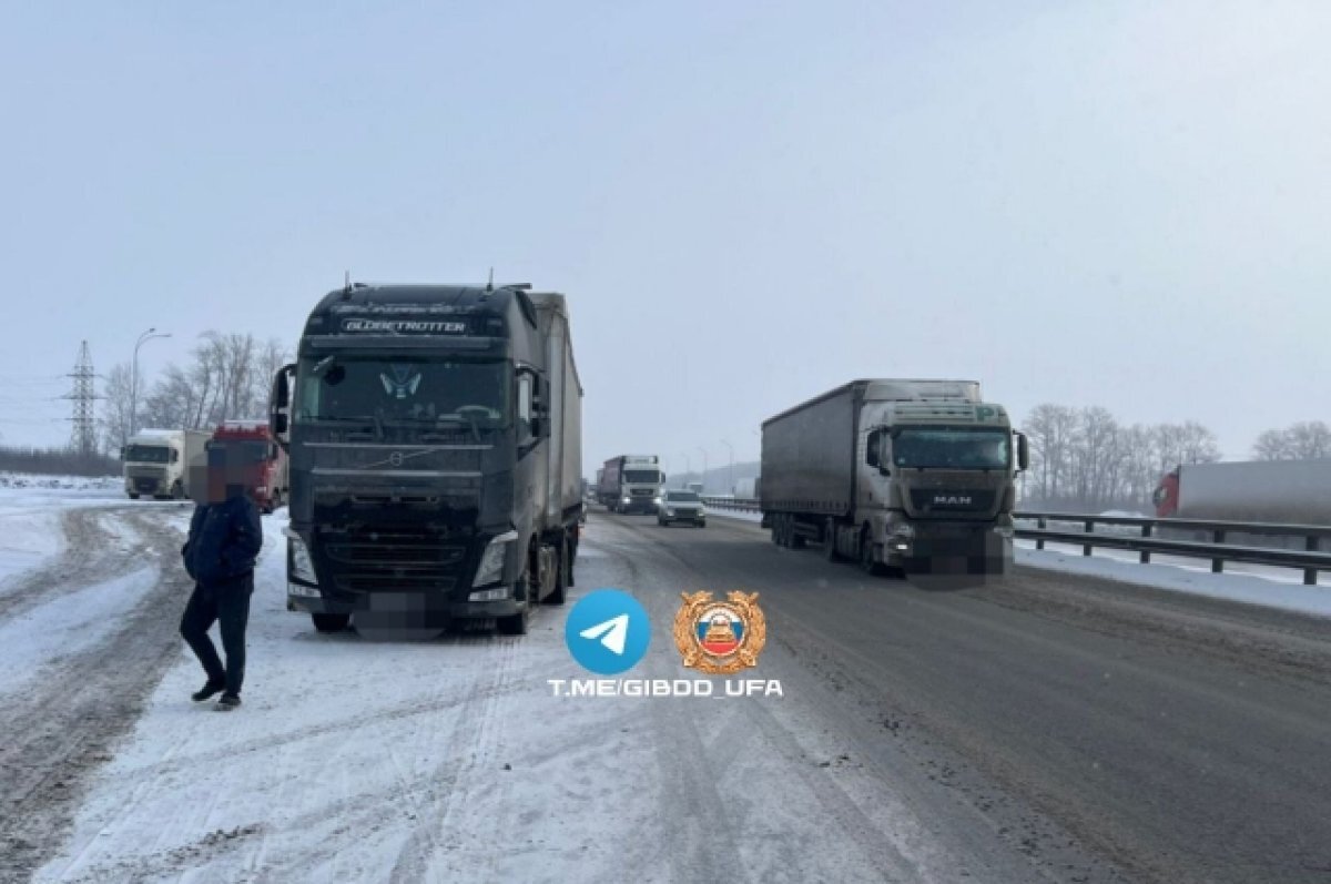    Под Уфой женщина выбежала на трассу и попала под грузовик