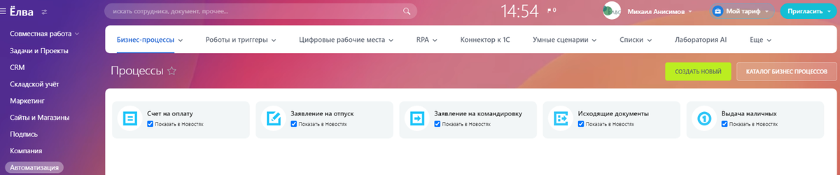Бизнес-процессы в ленте новостей Битрикс24