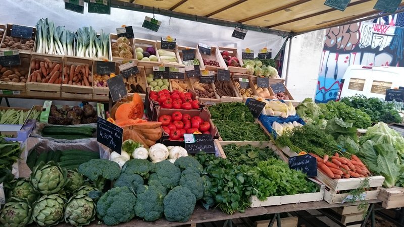Овощной отдел на рынке Place Monge, Париж. Все примерно так же, как у нас
