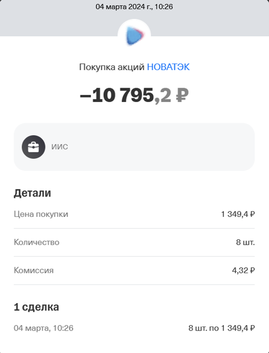 Покупка акций в марте 2024 года