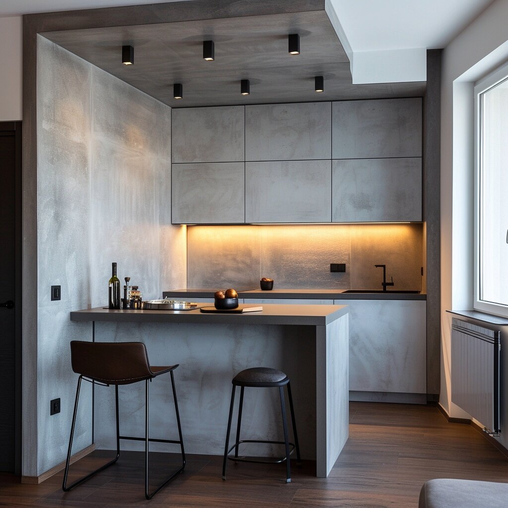 Дизайн серой кухни в интерьере