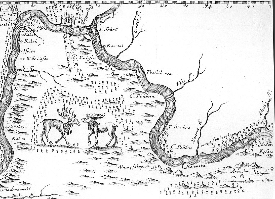 Карта Волги Адама Олеария, 1659 год.