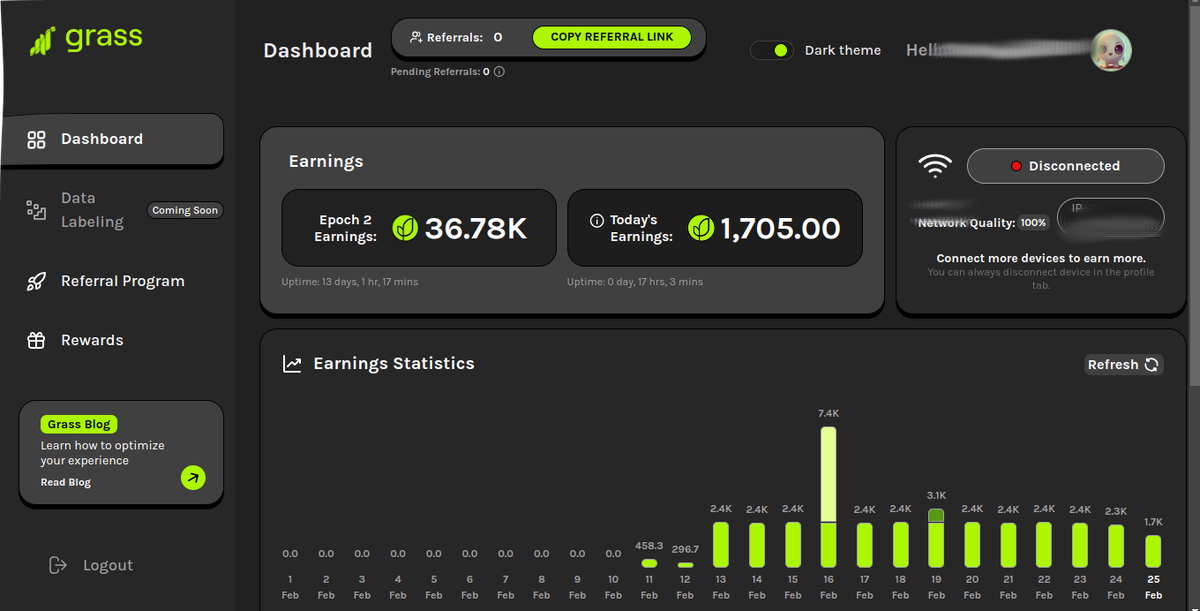 Grass Dashboard