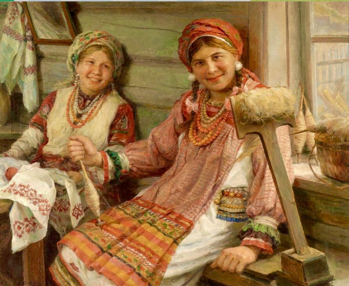 Федот Сычков. «Две молодые ткачихи». 1936