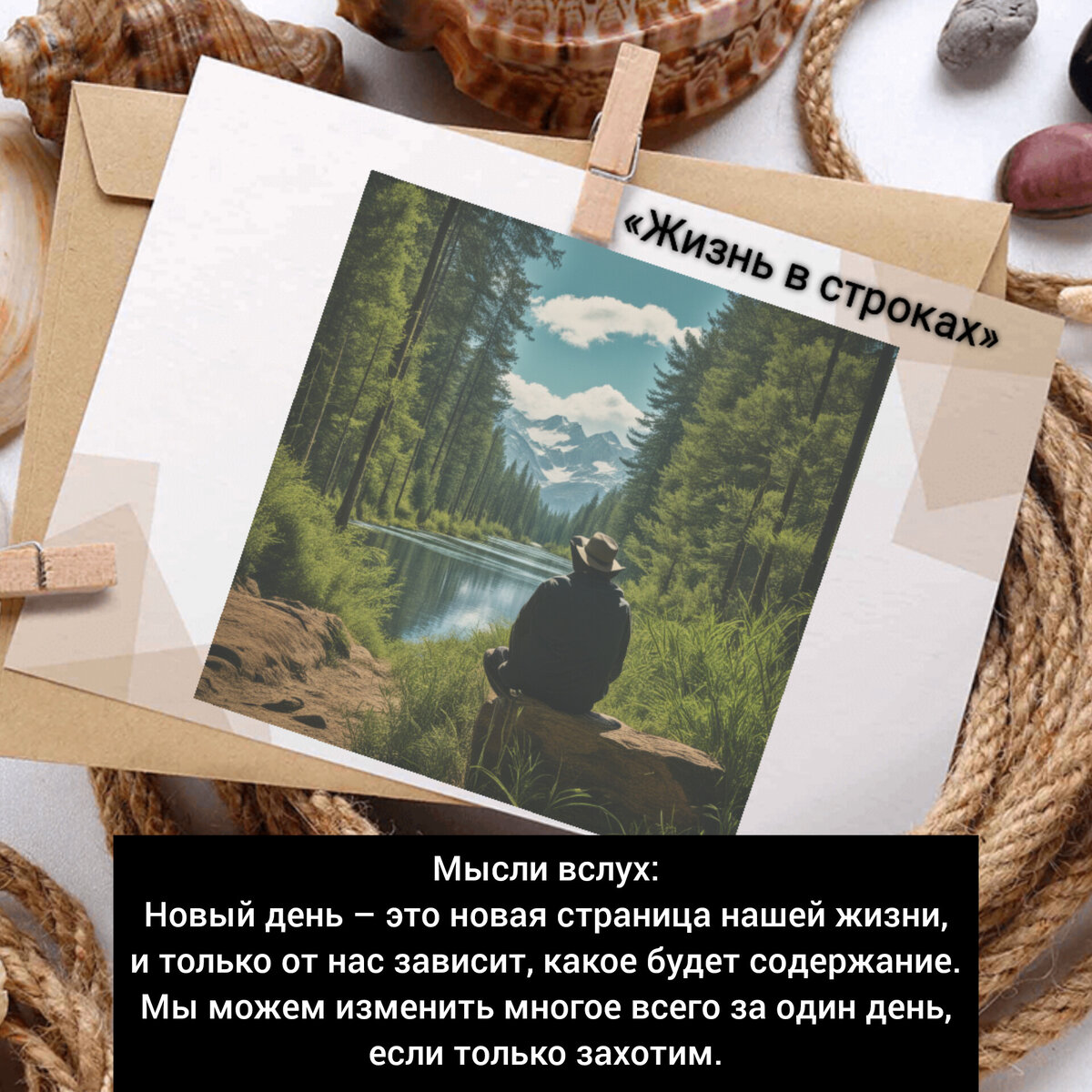 Картинка была сделана мной в специальном приложении. «Мысли вслух» — мои собственные