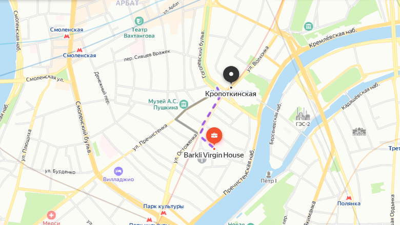 Ближайшая станция метро на карте рядом с ЖК «Баркли Вирджин Хаус»