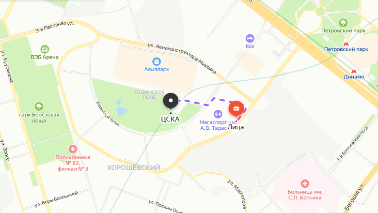 Ближайшая станция метро на карте рядом с ЖК «Лица»