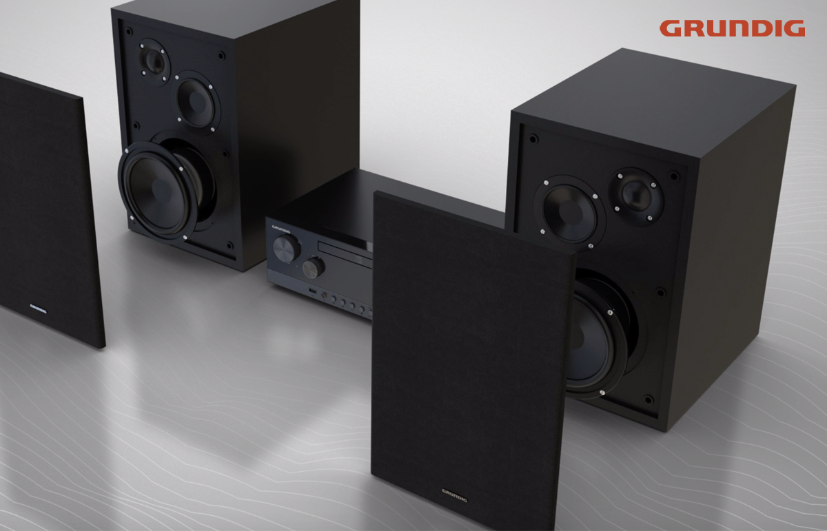 Съемные грили в Grundig CMS 5000 защищают от повреждения динамики трехполосных акустических систем