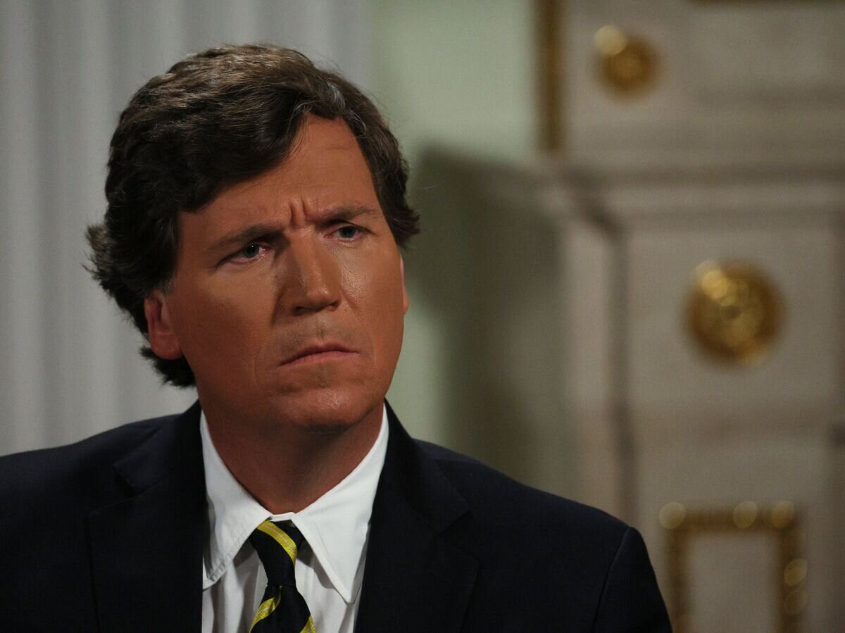    Такер Карлсон во время интервью с Владимиром Путиным© РИА Новости . POOL/Гавриил Григоров