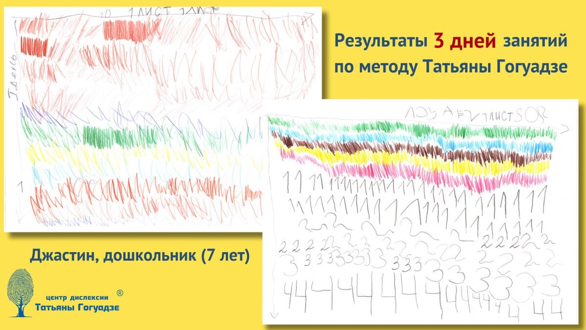 Наглядно показываем как может измениться графокоррекция за 3 дня тренировок на программе "Интеллектуальные выходные" в Центре Дислексии Татьяны Гогуадзе