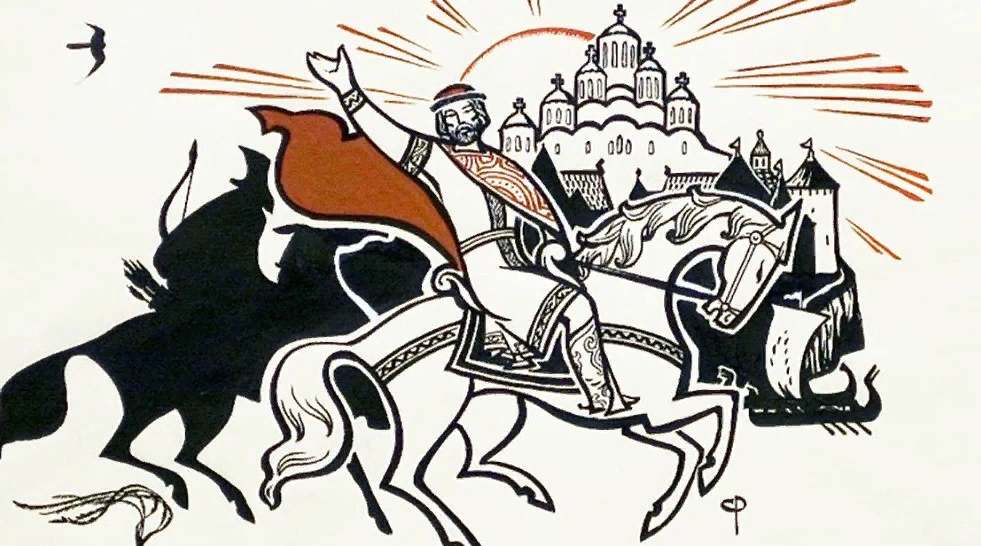 Опачки, художник показывает князя Игоря на фоне церкви! Картинка свободно взята в сети Интернет